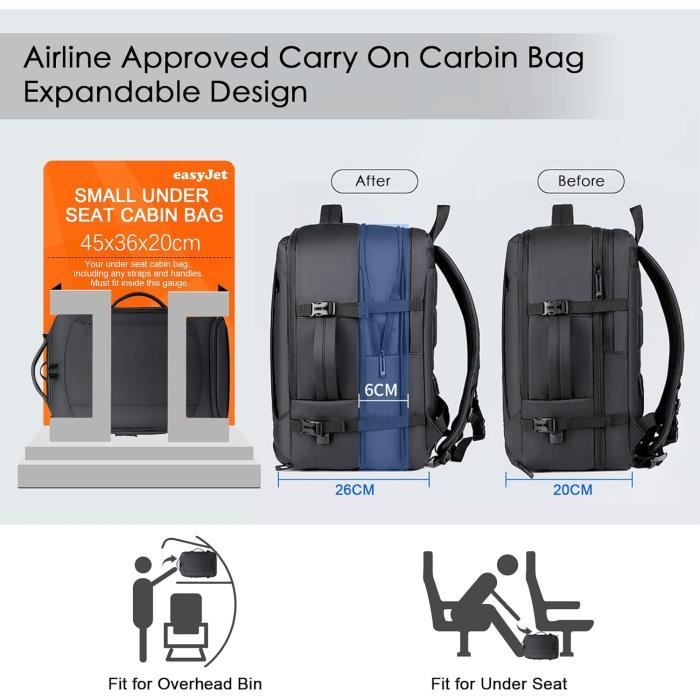 Bagage Cabine 45X36X20 Easyjet,Sac A Dos Easyjet 45X36X20 Avion Cabine Imperméable Homme Sac À