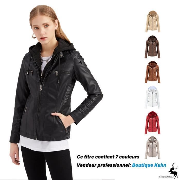 Veste en cuir avec capuche femme deals