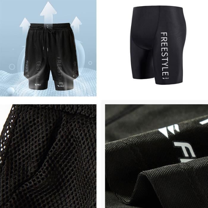 Short De Bain Homme 2 En 1 Avec Doublure Compression - Maillot De Bain Hydrofuge, Séchage Rapide, 2 Poches - 11