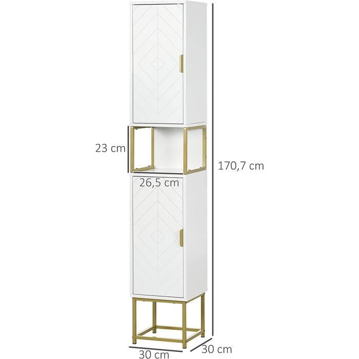 Meuble Colonne Pivotante Salle De Bain Kleankin - Miroir Plein Pied + 6 Étagères - 36x36x171 Cm Blanc - Rangement Malin Petit Espace