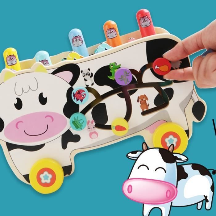Joyreal – Jouet Montessori 4 En 1 En Bois – Xylophone, Pêche Magnétique, Marteau, Engrenages – Dès 18 Mois