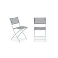 Ensemble table de jardin et 4 chaises pliantes en acier et verre - Oviala - Gris-3