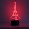 7 couleurs Tour Eiffel 3D modifiables LED Visuelle actions cadeaux lampe-3