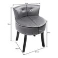 Chaise - pieds en chêne - coiffeuse - dossier confortable en tissu velours - maison moderne style simple 45x38x58cm gris-3