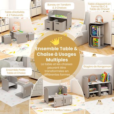 Table Enfant Avec 2 Chaises, Meuble Enfants Avec Espace De Rangement Cache Capacite De Charge De 30kgtable Et Chaises Pour 3 6 Ans Fille Garcon Rose 92628930