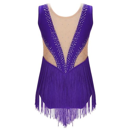 Robe De Danse Velours Pailletée Fille Aislor - Justaucorps Gymnastique Patinage Artistique Moderne Enfant