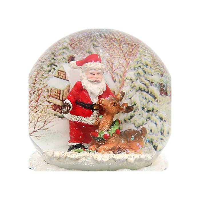 Boule A Neige Boule à Neige Lutin De Noël Avec Sac Cadeau Sur Socle Rouge Avec Boule De Neige Noel