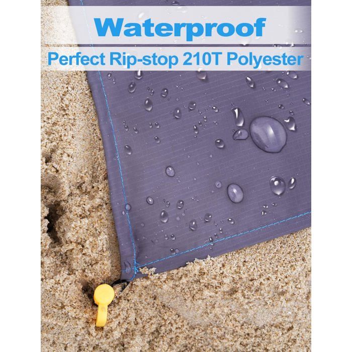 Tapis de plage 140x200cm anti-sable, couverture de plage imperméable extra large et pliable, couverture de pique-nique (bleu) - Maison