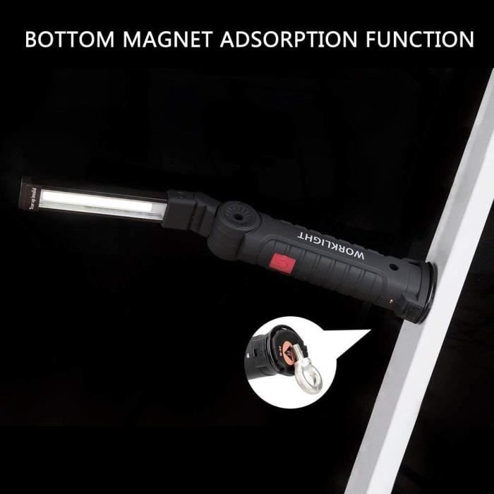 Lampe LED Rechargeable Magnétique - 2 En 1 Pour Mécanique Et Bricolage