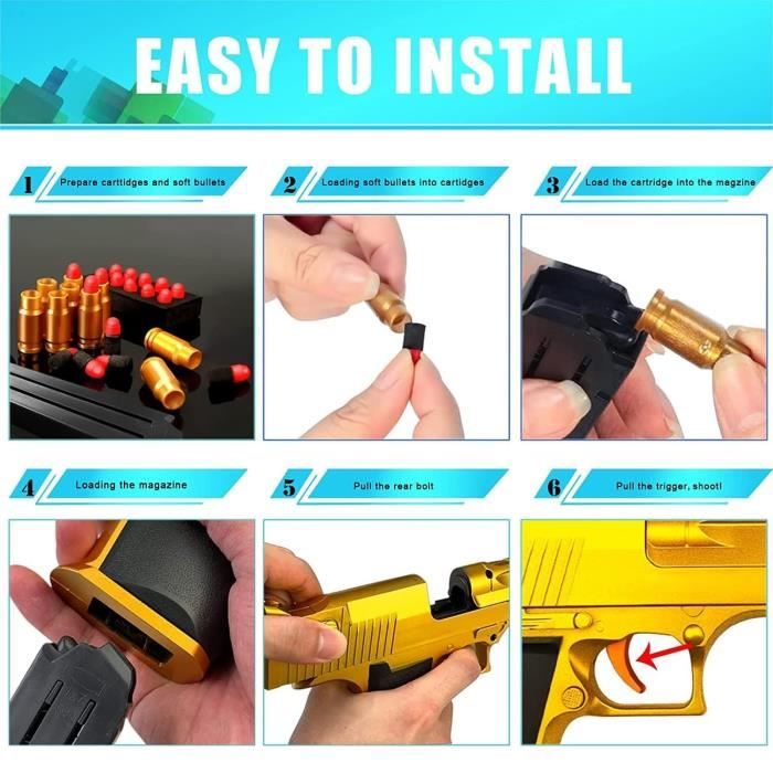Pistolet Jouet à Billes Molles EVA - Taille 1:1, Chargeur éjectable, 40 Billes Incluses, Pour Ados 14+ (cadeau)