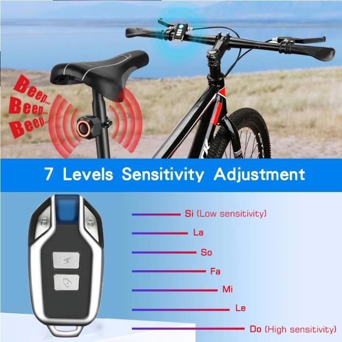 WSDCAM Alarme de Vélo avec Télécommande 2 Pack, 113dB Alarme Antivol Sans Fil pour Moto Vélo Système de Sécurité (Noir et Bleu WSDCAM Alarme de Vélo avec Télécommande 2 Pack, 113dB Alarme Antivol Sans Fil pour Moto Vélo Système de Sécurité (Noir et Bleu