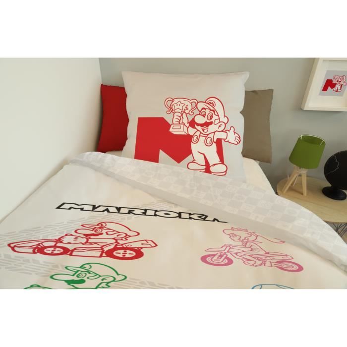 Couette De Lit Super Mario – Taille Twin (64x86), Bleue, Autocollants Mario, Nintendo