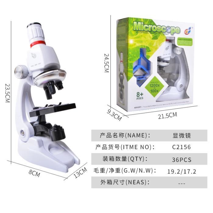 Qumox Microscope Enfant Jouet pour Enfants 100x 400x 1200x Grossissement  Scientifique Coffret Microscope pour Kids l'éducation Préco