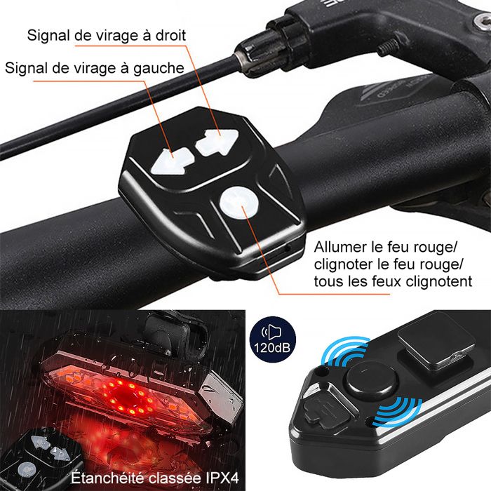 WASAGA – Clignotants De Vélo Avec Télécommande Sans Fil – Feu Arrière Intelligent Avec Détection De Freinage – 6 Modes – USB-C – Étanche - 7