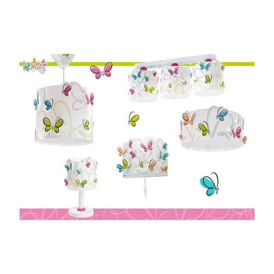 Dalber Lampe De Table Enfant Butterfly Papillons Multicolores - Éclairage Ambiance Chambre