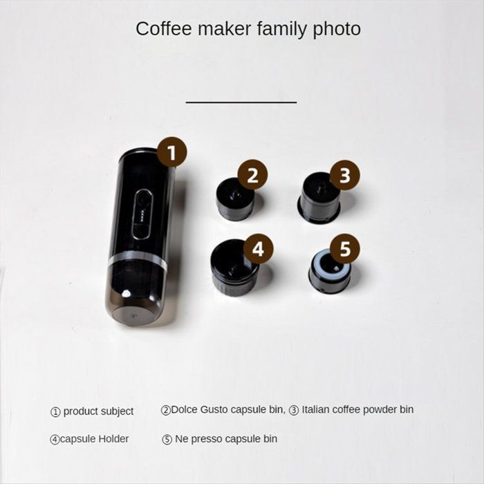 3 En 1 Multifunctional Capsule Machine - 12V Cafetière à Expresso Chauffage Électrique de Voyage - pour Voiture et le Camping - Electroménager