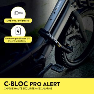 ANTIVOL VELO CHAINE A CLE D8 X 1.000M AUVRAY C BLOC NOIR
