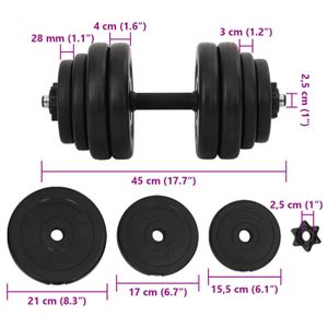 tectake 1 Haltère Court et Poids, Haltère de Musculation pas cher