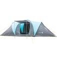 Tente Familiale Dôme Camping  - Skandika Hammerfest 8 Protect  8 personnes - 2 cabines - Tapis de sol cousu - 640x300cm - bleu-0