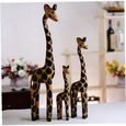 3pcs Sculpture sur bois Artisanat Maison Ameublement Articles de girafe en bois sculpté à la main Sculpture Statue africaine221-0