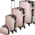 TECTAKE Set de valises rigides Cleo 4 pièces avec pèse-valise - or rose-0