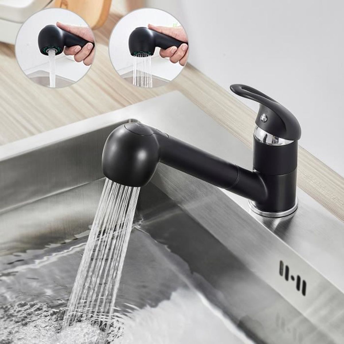 Auralum Robinet Cuisine Douchette Noir A 2 Jets Mitigeur Evier Avec Douchette Extractible En Laiton Pour Cuisine Achat Vente Robinetterie De Cuisine Auralum Robinet De Cuisine Cdiscount