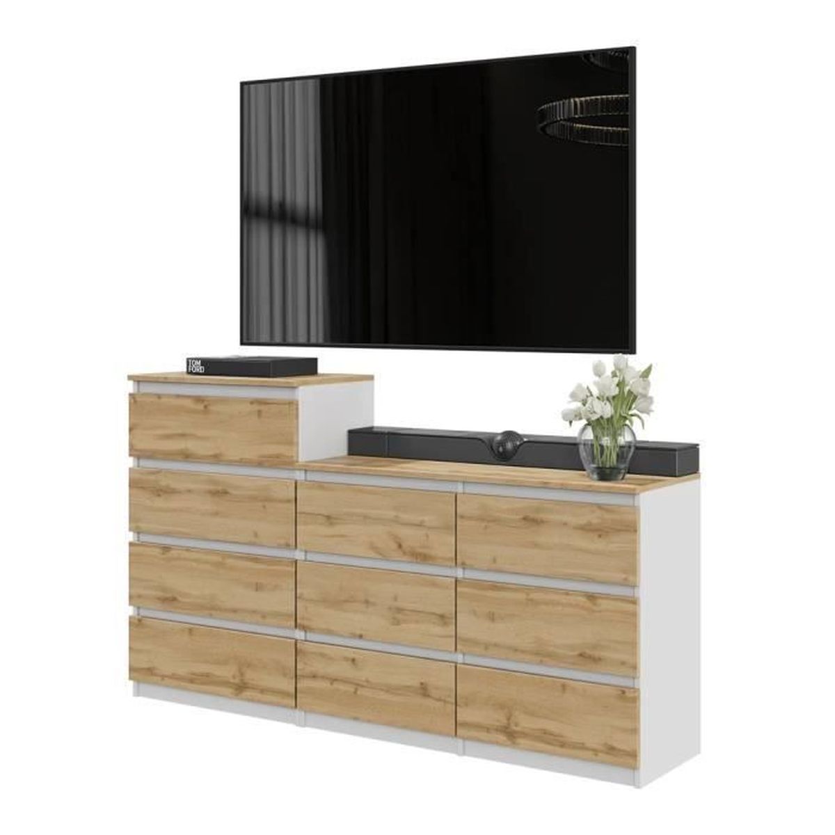 Fioriera Carriola Legno Bianco 128cm | Portafiori da Esterno Robusto