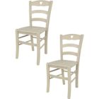 T M C S Tommychairs - Set 2 chaises cuisine CUORE, robuste structure en bois de hêtre peindré en aniline couleur blanche et assise en bois