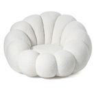 MENZZO Fauteuil design coquillage Arielina Tissu bouclette Blanc