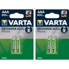 4 Piles Rechargeables AAA HR03 (T398) - 800 mAh 1,2V NiMH VARTA Pour Téléphone Fixe