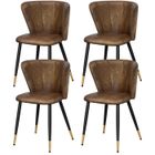 VIVOLILV Lot de 4 Chaise de Salle à Manger, Suède en Daim Marron, Pieds en Métal Peint Noir, Style Vintage