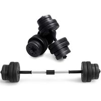 COSTWAY Kit Haltères Poids de Musculation Réglable 30KG 2 en 1 Haltère Courte Poids 8 x 2,5kg+8 x 1,25kg Poignée Confortable 100cm