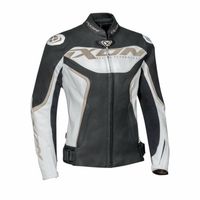 Blouson cuir moto femme Ixon trinity - blanc/noir/or - XS