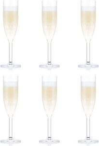 Coupe à Champagne 6 Flutes à Champagne en plastique durable, 0.12 li