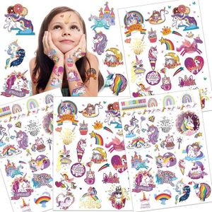 Konsait 130 x Tatouages temporaires de Licornes Briller Tatouages Ephémères Enfants Autocollants Petit Cadeau Sacs Surprise Motifs pour Filles Anniversaire Licorne denfant 