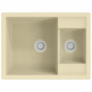 EVIER DE CUISINE Évier de cuisine 2 lavabos en granit beige DIOCHE - Dimensions 580x440x172mm - Résistant à la chaleur