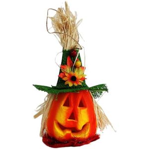 LANTERNE FANTAISIE ST5670 décoration d'Halloween Lanterne citrouille d'halloween avec chapeau de paille, lanterne LED pour jardin artificiel