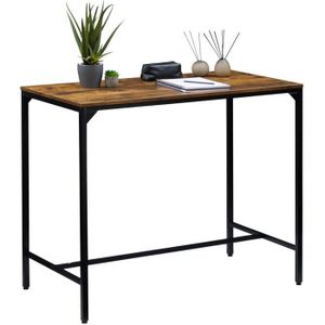 MANGE-DEBOUT Table haute de bar LAMEGO mange-debout comptoir en métal avec plateau en fibres de bois, couleur brun rustique