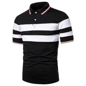 POLO Polo Homme,Casual Polos Homme 3 Bouton Léger col Polo,Polo Homme Manches Courtes Coupe ajustée pour Golf Tennis-Noir