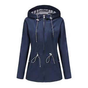OVARA Long Manteau Imperméable Femme - Veste Pluie Capuche Coupe-Vent Respirante Randonnée