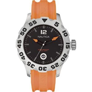 Montre Nautica N83 Wave Garden NAPWGS907 - Homme - Quartz, Boîtier 42mm Noir, Bracelet Silicone Rouge