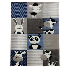 TAPIS Tapis enfant - 140x140 carre cm - ZOO Bleu - Polypropylène - UN AMOUR DE TAPIS