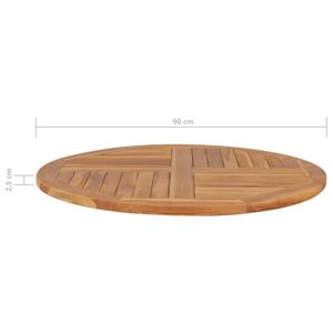 PLATEAU DE TABLE Dessus de table en bois de teck massif Rond 90 cm 
