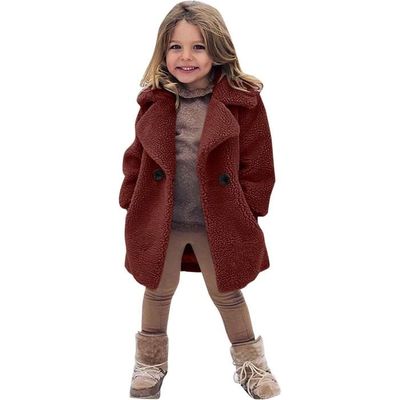 Enfants Fille Manteau Fausse Fourrure Peluche Coton Blousons B b