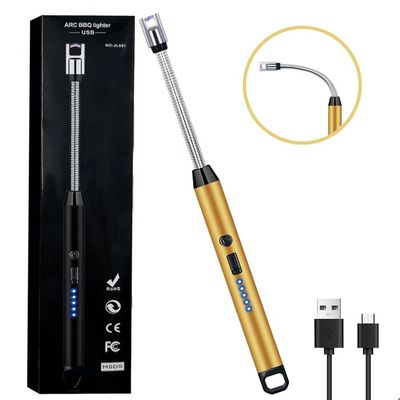 Briquet Tempête à Deux Flammes Métal - Rechargeable USB/Gaz - Commande Vocale - Indicateur Batterie