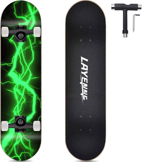 Skateboard Complet 31 Pouces (79,5 Cm) 7 Plis érable - Pré-assemblé, Roulements ABEC-7, Idéal Ados/adultes