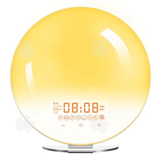 Réveil Simulateur D'Aube BOOTEEK - Lumière LED, Double Alarme, 24 Sons Naturels, Radio FM, Lampe D'Ambiance