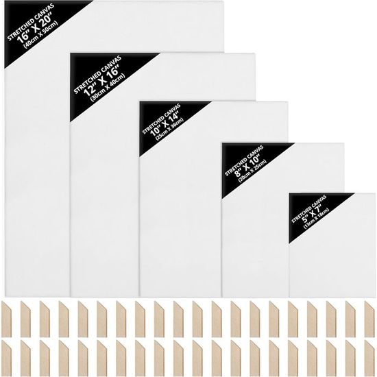MAKTSAM Lot de 8 mini toiles et chevalet de 15 x 20 cm avec chevalets eois de 18 x 24 cm MAKTSAM Lot de 8 mini toiles et chevalet de 15 x 20 cm avec chevalets eois de 18 x 24 cm