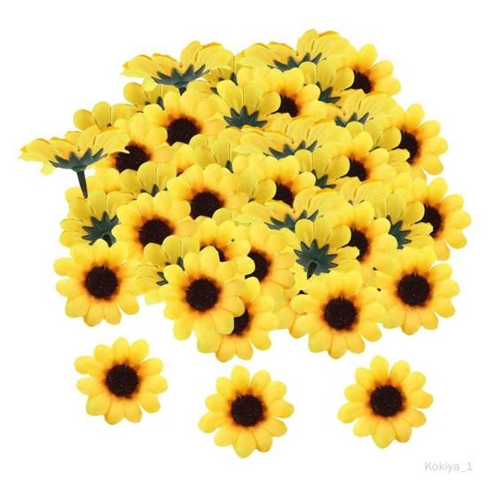 48 Pièces Têtes De Fleurs Artificielles 2.5-9cm - Multicolores, Tissu, Pour Décoration Gâteau, Mariage, DIY - 3