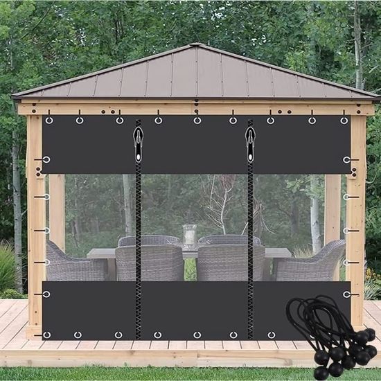 Rideau De Bâche Transparent Imperméable Extérieur - PVC épaissi 0,35 Mm, Taille 210x220 Cm, œillets, Pour Pergola, Terrasse, Abri